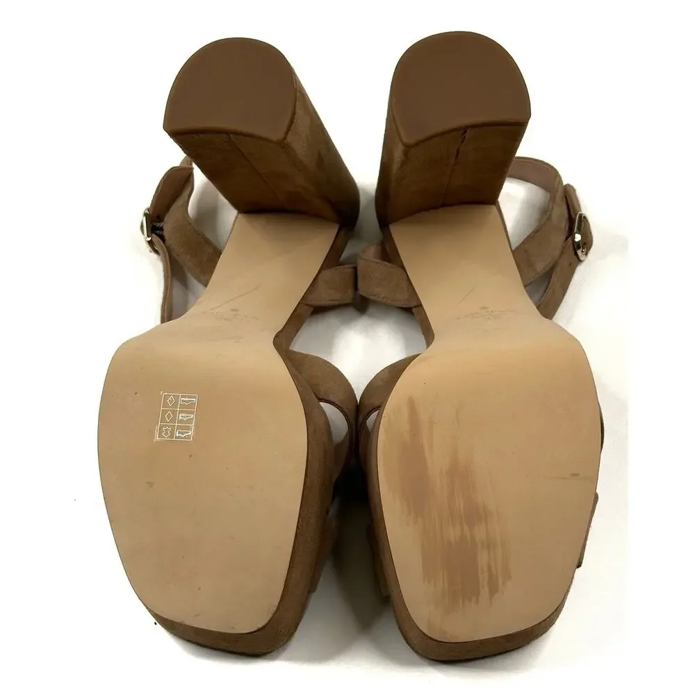 Kate Spade New York Delia Platform Beige Suede Sandals Size 9B New MSRP $228